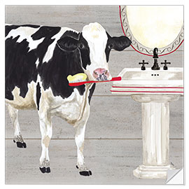 Sisustustarra Cow With Toothbrush