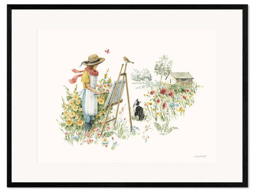 Gerahmter Kunstdruck Malen im Garten