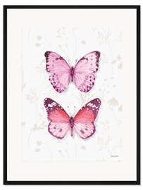 Gerahmter Kunstdruck Pinke Schmetterlinge II