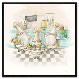 Gerahmter Kunstdruck Süße Küchenzwerge