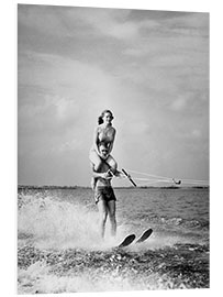 Foam board print Young Couple Waterskiing