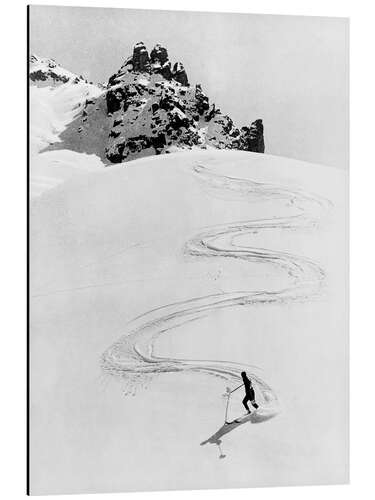 Alubild Kurvenreiche Abfahrt einen Berg hinunter, Schweiz, 1935