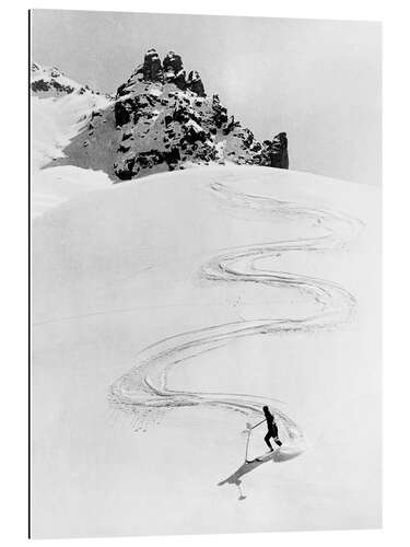 Tableau en plexi-alu Curvy Downhill Run, Switzerland, 1935