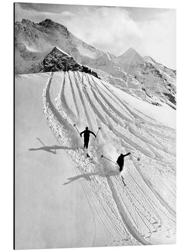 Alubild Ski Abfahrt in den Bergen, 1937