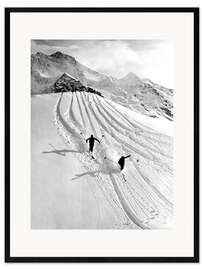 Ingelijste kunstdruk Downhill Skiing in The Mountains, 1937