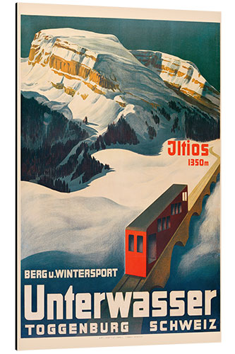 Aluminiumsbilde Bergbahn Unterwasser-Iltios, Schweiz, 1934