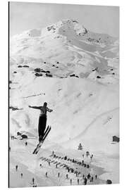 Magnettafel Skispringer über einem Tal, ca. 1937