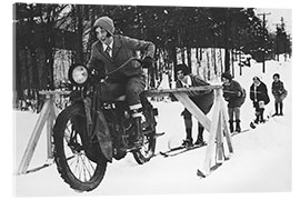 Akrylbillede  Motorcycle Skiing, 1937 - Vintage Ski Collection