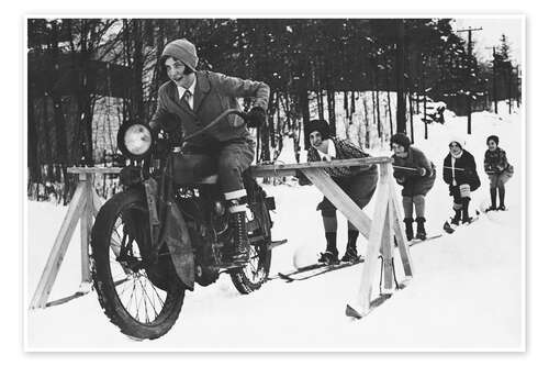 Poster Motorrad im Schnee, 1937