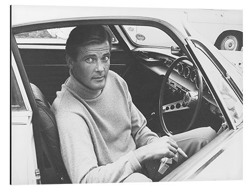 Aluminiumsbilde Roger Moore in a Classic Volvo, 1966