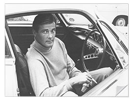 Wandsticker Roger Moore im Oldtimer Volvo, 1966