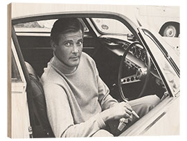 Wood print Roger Moore in a Classic Volvo, 1966