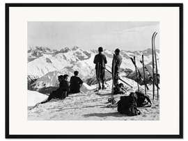 Gerahmter Kunstdruck Eine Skigruppe bei St. Moritz, Schweiz, 1925
