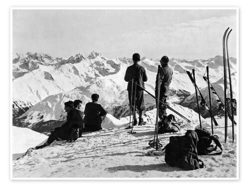 Poster A Skiing Party Near St. Moritz, Switzerland, 1925