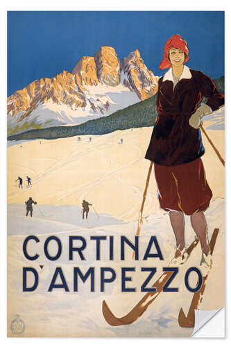 Selvklebende plakat Cortina d'Ampezzo, 1920