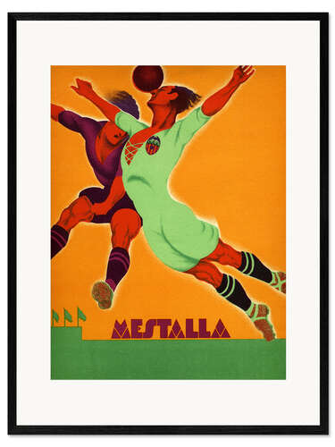 Gerahmter Kunstdruck Mestalla Stadion, Fußballspieler, 1929