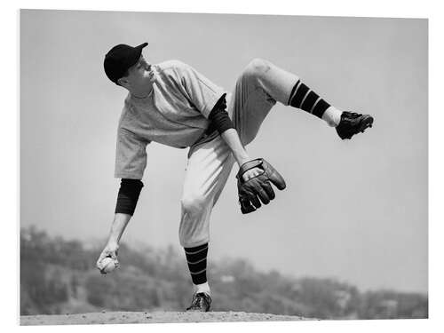 Foam board print Baseball Pitcher Preparing to Pitch