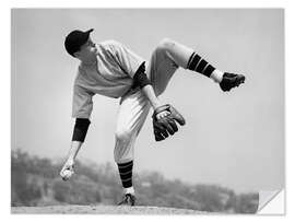 Selvklebende plakat Baseball Pitcher Preparing to Pitch