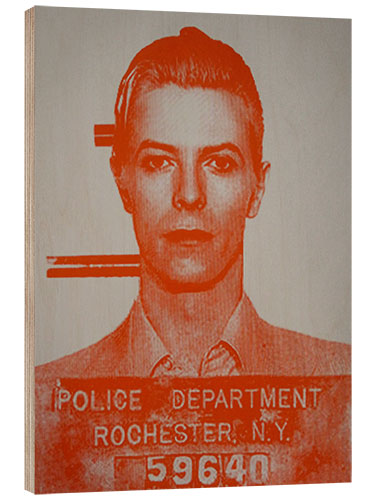 Trätavla David Bowie’s Mugshot, 1976