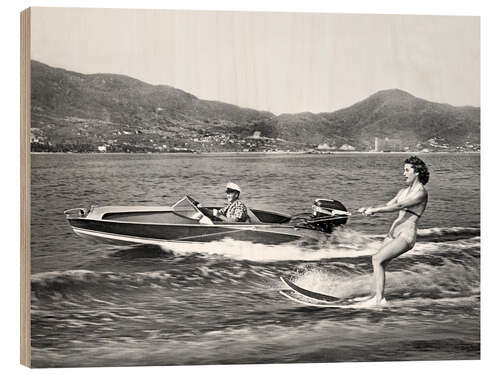 Wood print A Woman Water Skis in the Bay of Acapulco, Mexico, 1955