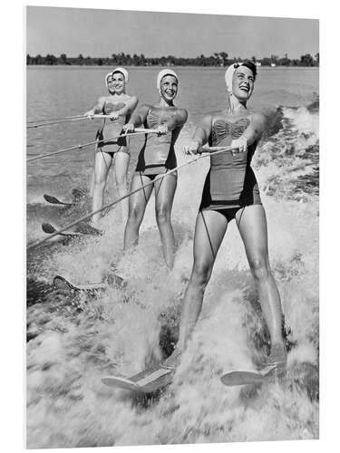 Foam board print Four Young Women Waterskiing