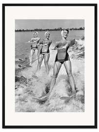 Gerahmter Kunstdruck Vier junge Frauen beim Wasserski