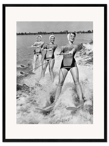 Framed art print Four Young Women Waterskiing