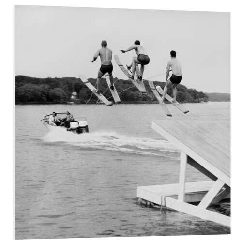 Foam board print Water Ski Show With a Simultaneously Jump, 1956