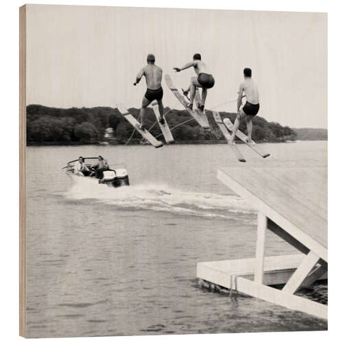 Wood print Water Ski Show With a Simultaneously Jump, 1956