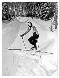 Adesivo murale Young Woman on a Cross-country Ski Trail, 1956