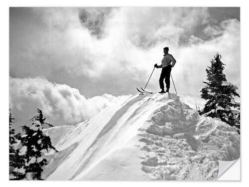 Wandsticker Skifahrer auf dem Mount Hood, USA, 1936