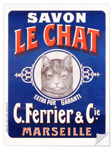 Wandsticker Seifenwerbung "Savon le Chat", 1905