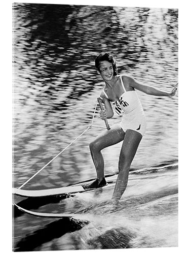 Acrylic print Young Woman Waterskiing