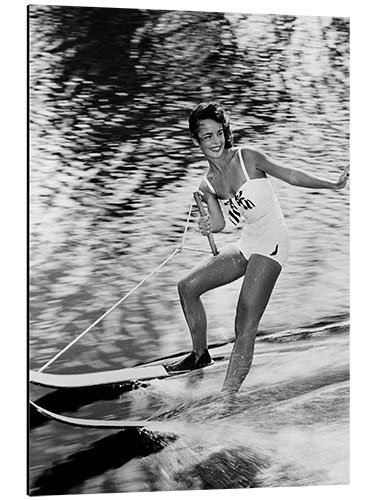 Aluminium print Young Woman Waterskiing