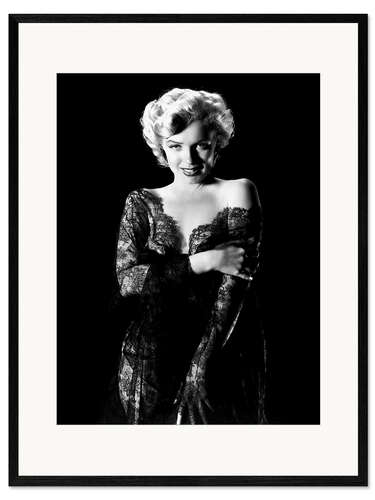 Ingelijste kunstdruk Marilyn Monroe in Black Lace Dress, 1952