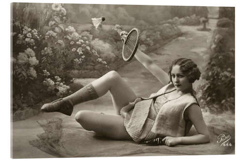 Akrylglastavla Reclining Woman Playing Badminton, 1910