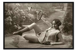 Gerahmter Kunstdruck Nostalgisches Badmintonspiel, 1910