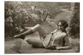 Foam board print Reclining Woman Playing Badminton, 1910