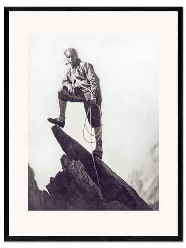 Gerahmter Kunstdruck Bergsteiger auf dem Matterhorn, Schweiz, 1925