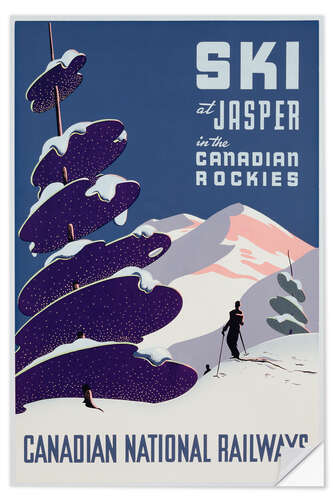 Självhäftande poster Canadian Ski Resort Jasper