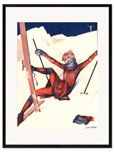 Impressão artística com moldura Front Cover With Skiing Girl, "Le Sourire", 1920