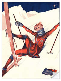 Muursticker Front Cover With Skiing Girl, "Le Sourire", 1920