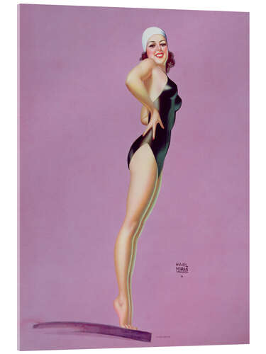 Akrylbilde Watch This One, Pin Up Girl, 1940