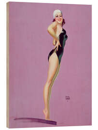 Wood print Watch This One, Pin Up Girl, 1940