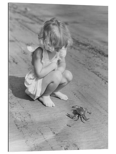 Gallery print Little Girl Watching a Crab on the Beach