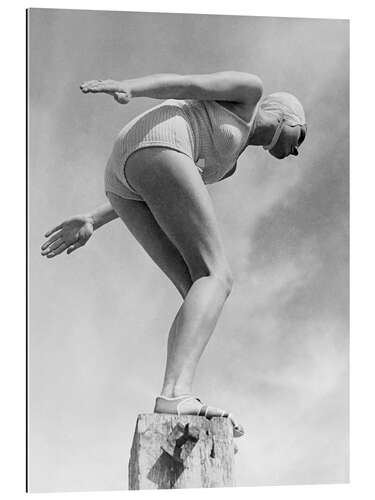 Stampa su plexi-alluminio Ready To Dive Into the Water, USA, 1933