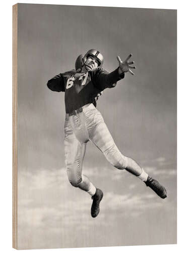 Tableau en bois Quarterback Throwing a Football