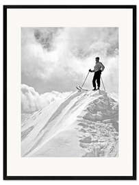 Ingelijste kunstdruk A Skier on Top of a Mountain, 1930s