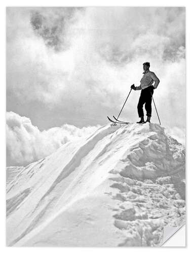 Wandsticker Ein Skifahrer auf dem Gipfel, 1930er