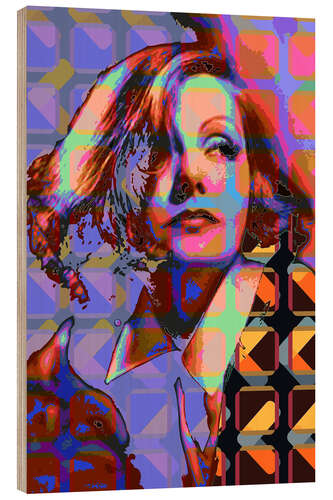 Wood print Pop Art Greta Garbo